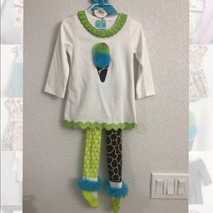 NWT Mud Pie Tunic Top+Sweater Tights Toddler Girl
